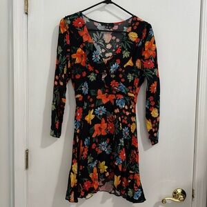 Missguided black floral dress